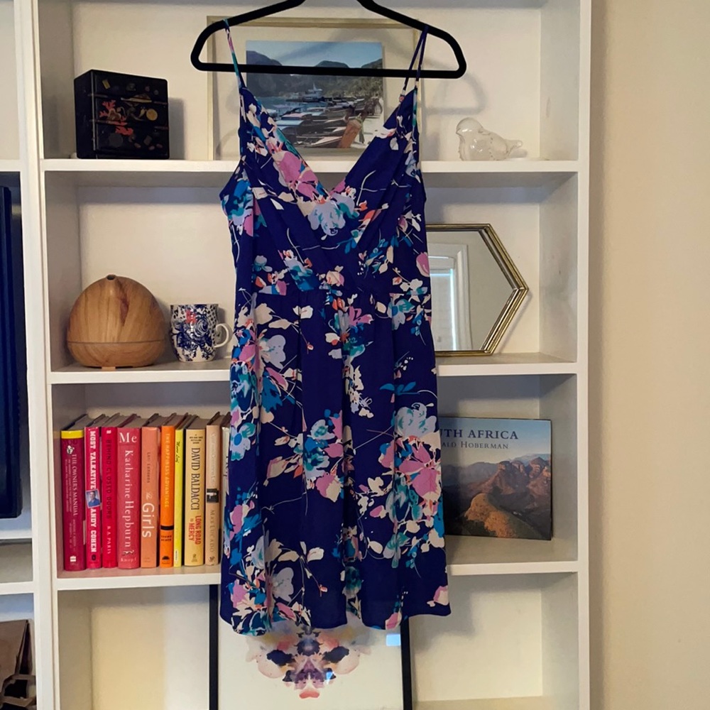 Blue spaghetti strap floral dress
